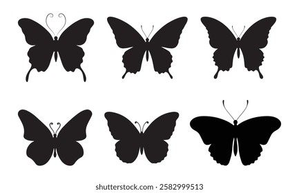 Butterfly silhouette bundle vector illustration isolated on a white background