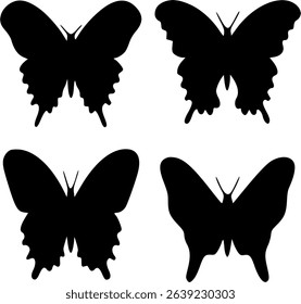 Butterfly Silhouette Bundle with White Background