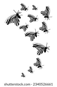 Butterfly silhouette. Clipart vector isolated on white background