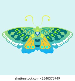 butterfly silhouette a colorful gradient butterfly with a colorful pattern on it. Abstract Butterfly Wings. Exotic Moth Decor. Elegant Flying Insect.