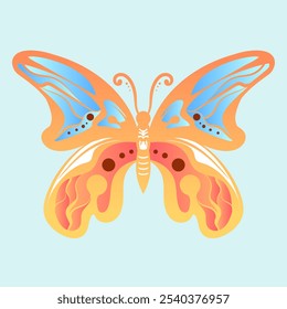 butterfly silhouette a colorful gradient butterfly with a colorful pattern on it. Abstract Butterfly Wings. Exotic Moth Decor. Elegant Flying Insect.