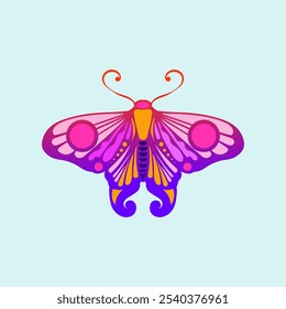 butterfly silhouette a colorful gradient butterfly with a colorful pattern on it. Abstract Butterfly Wings. Exotic Moth Decor. Elegant Flying Insect.