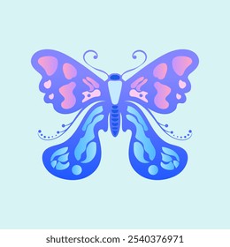 butterfly silhouette a colorful gradient butterfly with a colorful pattern on it. Abstract Butterfly Wings. Exotic Moth Decor. Elegant Flying Insect.