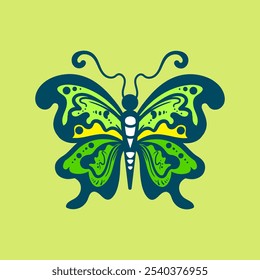 butterfly silhouette a colorful butterfly with a colorful pattern on it. Abstract Butterfly Wings. Exotic Moth Decor. Elegant Flying Insect.