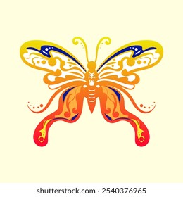 butterfly silhouette a colorful butterfly with a colorful pattern on it. Abstract Butterfly Wings. Exotic Moth Decor. Elegant Flying Insect.