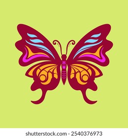 butterfly silhouette a colorful butterfly with a colorful pattern on it. Abstract Butterfly Wings. Exotic Moth Decor. Elegant Flying Insect.