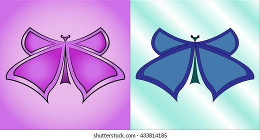 Butterfly. Silhouette. Coloured, painted design, symbol