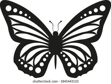 Butterfly Silhouette Cute Butterfly Flying Butterfly Stock Vector ...