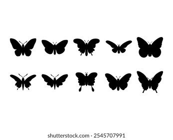 Butterfly Silhouette Design Element Set 