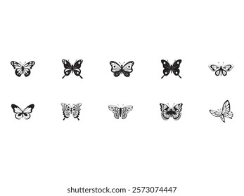 Butterfly Silhouette Design Element Set