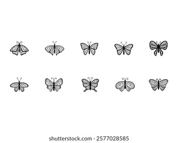 Butterfly Silhouette Design Element Set