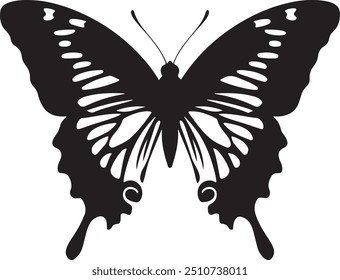 Butterfly Silhouette Design with Smooth Elements on White Background