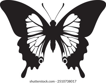 Butterfly Silhouette Design with Smooth Elements on White Background