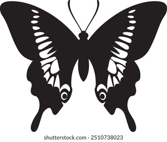 Schmetterling Silhouette Design mit glatten Elementen auf weißem Hintergrund