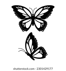 butterfly silhouette design vector illustration. insect sign and symbol use for wedding decoration.