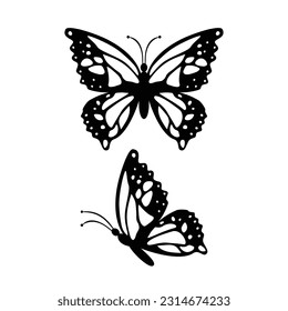 butterfly silhouette design vector illustration. insect sign and symbol use for wedding decoration.