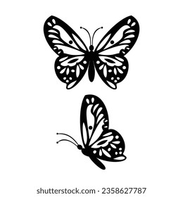 butterfly silhouette design vector illustration. insect sign and symbol use for wedding decoration.