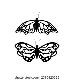 Dibujo vectorial del diseño de la silueta de mariposa animal
