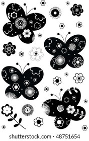 Butterfly Silhouette Flowers