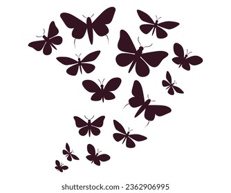 Butterfly silhouette flowing abstract flow concept. Vector flat graphic design illustration