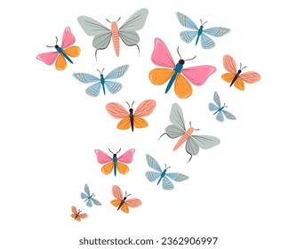 Butterfly silhouette flowing abstract flow concept. Vector flat graphic design illustration