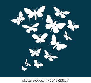 Butterfly silhouette flowing abstract flow concept. Vector flat graphic design illustration	