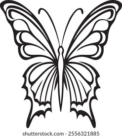 Butterfly silhouette flying icon vector art illustration on a white background