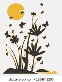 butterfly silhouette in the garden