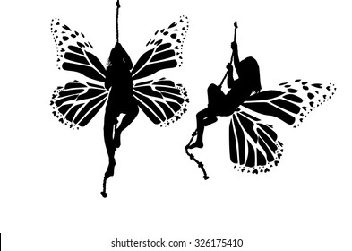 Butterfly silhouette girl. Vector