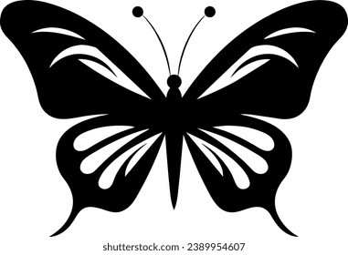 Silhouette de mariposa. Ilustración vectorial dibujada a mano. Elemento aislado sobre fondo blanco. Mejor para patrones, carteles, tarjetas, pegatinas y tu diseño.