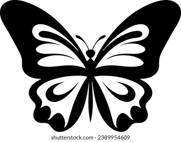 Butterfly silhouette. Hand drawn vector illustration. Isolated element on white background. Best for seamless patterns, posters, cards, stickers and your design.