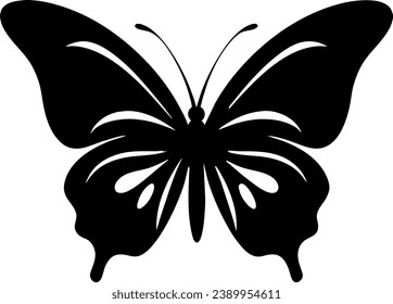 Butterfly silhouette. Hand drawn vector illustration. Isolated element on white background. Best for seamless patterns, posters, cards, stickers and your design.