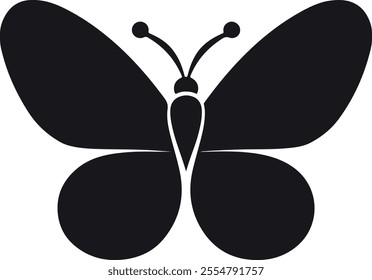 Butterfly silhouette. Hand drawn vector illustration. Isolated element on white background.