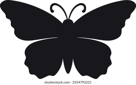 Butterfly silhouette. Hand drawn vector illustration. Isolated element on white background