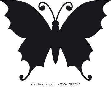 Butterfly silhouette. Hand drawn vector illustration. Isolated element on white background