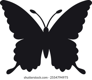 Butterfly silhouette. Hand drawn vector illustration. Isolated element on white background