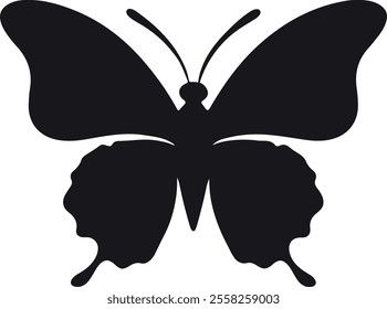 Butterfly silhouette. Hand drawn vector illustration. Isolated element on white background.