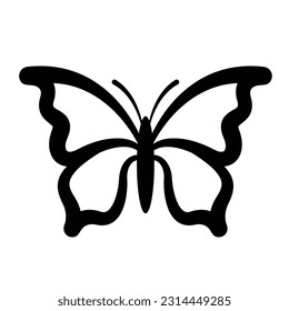 icono de la silueta de mariposa icono de la ilustración de vector plano clipart