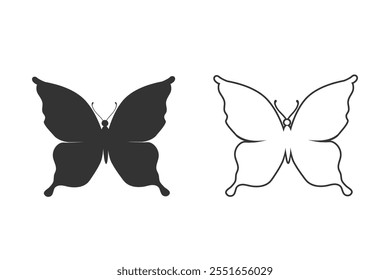 Butterfly silhouette icon set vector on a white background