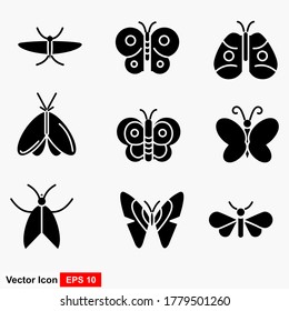 Butterfly silhouette icons set. Vector Illustrations.