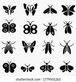 Butterfly silhouette icons set. Vector Illustrations.