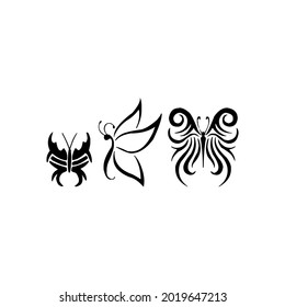 Butterfly silhouette icons set. Vector Illustrations.