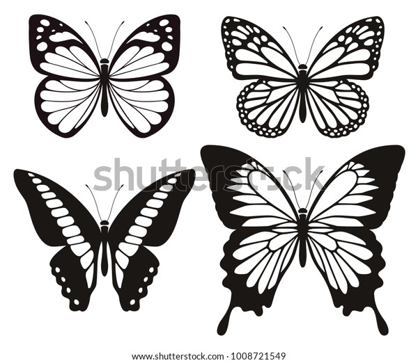 蝶のシルエットアイコンセット ベクターイラスト のベクター画像素材 ロイヤリティフリー
