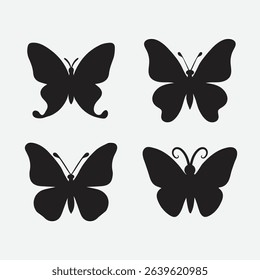 Butterfly silhouette icons. Vector Illustrations.