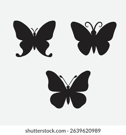 Butterfly silhouette icons. Vector Illustrations.