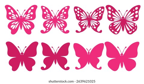 Butterfly silhouette icons. Vector Illustrations.
