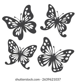 Butterfly silhouette icons. Vector Illustrations.