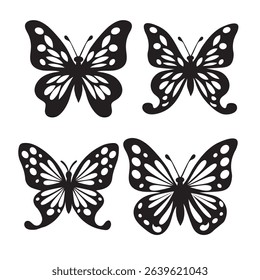 Butterfly silhouette icons. Vector Illustrations.