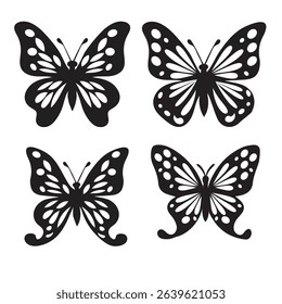Butterfly silhouette icons. Vector Illustrations.