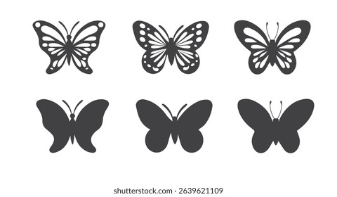 Butterfly silhouette icons. Vector Illustrations.